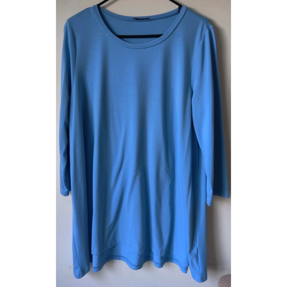Mountain Mamas Women's Tunic Top Blue 3/4 Sleeve‎ Flowy Size XXL Stretch